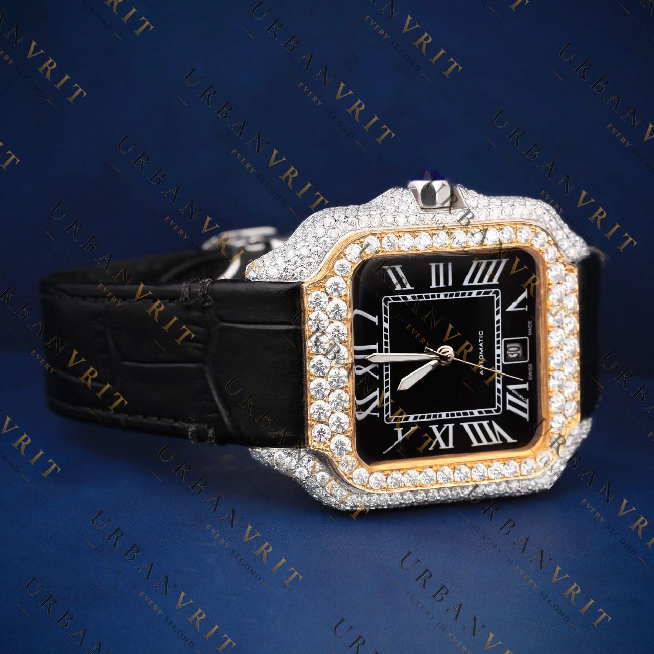 Two-Tone Black Dial VVS1 D Color Moissanite Watch